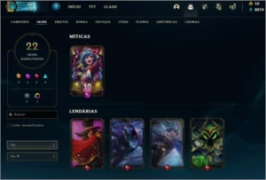 Conta Ouro, Nível 74, com 22 vskins I BR - League of Legends LOL