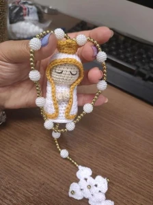 Terço Mariano em Crochê - Artesanato e Personalizados