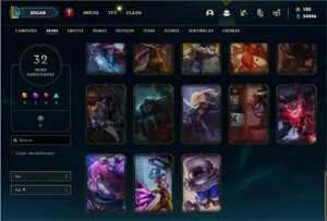Conta Unranked com 82 Champs e 31 Skins + 1 Rara - League of Legends LOL