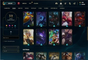 Conta Unranked com 82 Champs e 31 Skins + 1 Rara - League of Legends LOL