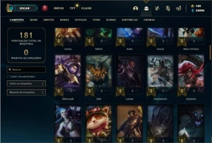 Conta Unranked com 82 Champs e 31 Skins + 1 Rara - League of Legends LOL
