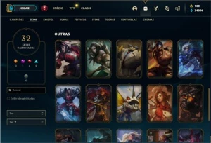 Conta Unranked com 82 Champs e 31 Skins + 1 Rara - League of Legends LOL