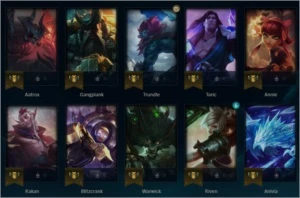 Conta league of legends 75Champions 44Skins 139Icones LOL