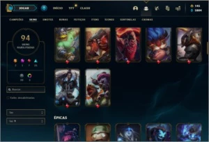 Conta ouro 2 com 131 champs e 94 skins - League of Legends LOL