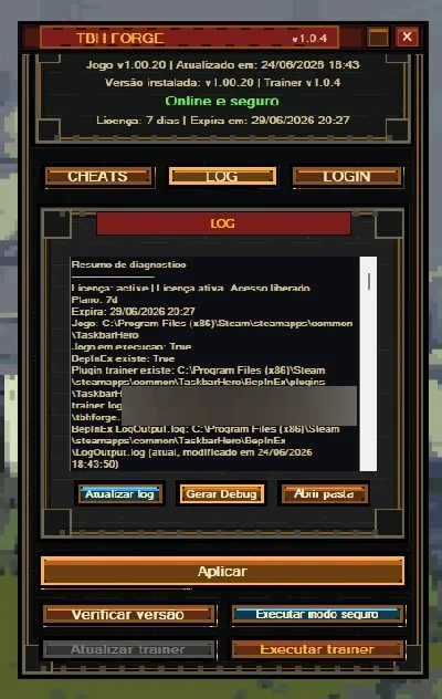 TBH: FORGE Trainer atualizado (Acesso de 30 dias) - Task Bar Hero