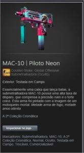 MAC-10 | Piloto Neon FT - Counter Strike CS