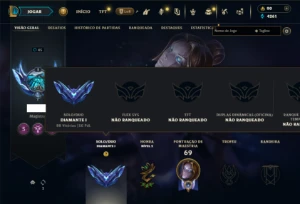 Diamante 1 com 36 Champs e 4 Skins + 4 Fragmentos - League of Legends LOL