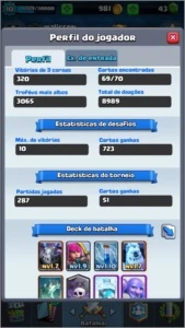 CONTA CLASH ROYALE LVL10 TODAS LENDARIA DO JOGO 69DE70