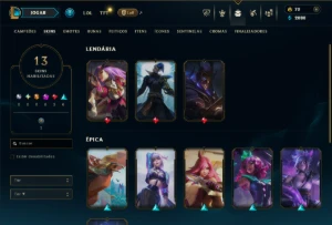 Unranked com 35 Champs e 13 Skins - League of Legends LOL
