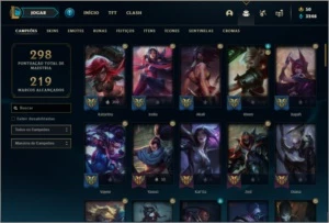 Conta platina 3 com 85 champs. 200 skins e 350K de katarina - League of Legends LOL