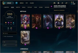 Conta platina 3 com 85 champs. 200 skins e 350K de katarina - League of Legends LOL