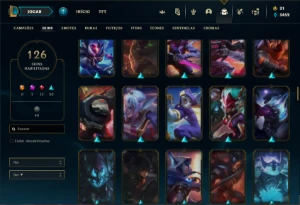 Conta bronze 1 com 92 Champs e 126 Skins - League of Legends LOL