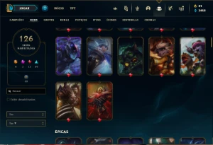 Conta bronze 1 com 92 Champs e 126 Skins - League of Legends LOL