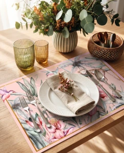 Jogo Americano de Papel - Selva Tropical Rosa (12 Unidades) - Artesanato e Personalizados