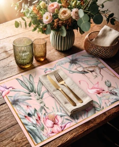 Jogo Americano de Papel - Selva Tropical Rosa (12 Unidades) - Artesanato e Personalizados