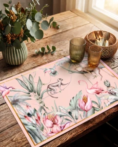 Jogo Americano de Papel - Selva Tropical Rosa (12 Unidades) - Artesanato e Personalizados