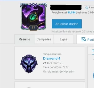 CONTA DIAMANTE 4, WIN RATE ALTO, E-MAIL NÃO VERIFICADO - League of Legends LOL