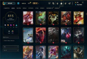 Bronze 2 com TODOS os champs e 415 Skins ( Nivel 672 ) - League of Legends LOL