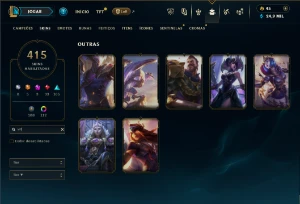 Bronze 2 com TODOS os champs e 415 Skins ( Nivel 672 ) - League of Legends LOL