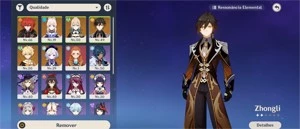AR 42 Zhongli + Kokomi + Diluc + Jean + Qiqi + destinos - Genshin Impact