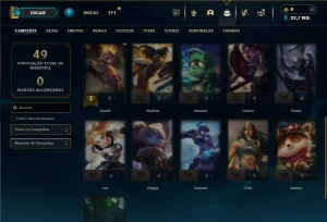 Mestre com 21 Champs e 2 Skins + 8 Fragmentos - League of Legends LOL