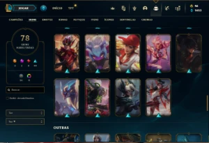 Conta Unranked com 110 Champs e 78 Skins + 2 Prestigios - League of Legends LOL