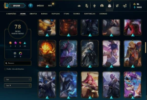 Conta Unranked com 110 Champs e 78 Skins + 2 Prestigios - League of Legends LOL