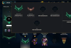 Esmeralda 4 com 150 Champs e 85 Skins ( MID / ADC / JG ) - League of Legends LOL