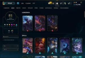 Esmeralda 4 com 150 Champs e 85 Skins ( MID / ADC / JG ) - League of Legends LOL