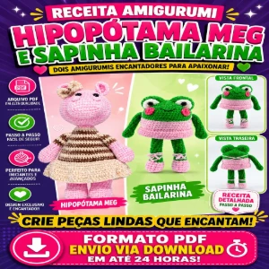 Receita Amigurumi PDF - Pelúcia Ursinho Sapinha Hipopótama - Outros
