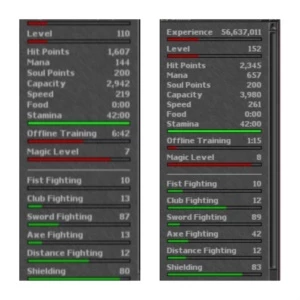 EK LVL 152 / EK LVL 110  ELDERA retro pvp - Tibia