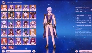 AR55 Yoimiya, Xiao, Ayato, 4 armas 5* e 27 personagens - Genshin Impact