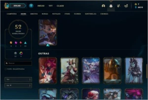 Conta ouro 4 com 52 skins e 79 champs (2 Prestigios) - League of Legends LOL