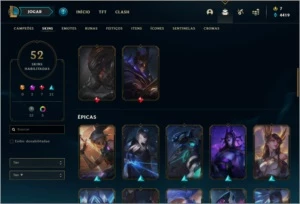 Conta ouro 4 com 52 skins e 79 champs (2 Prestigios) - League of Legends LOL