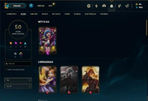 Conta ouro 4 com 100 Champs e 50 Skins - League of Legends LOL