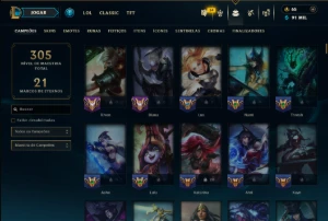 Diamante 2 com TODOS os Champs e 114 Skins +12 Vitoriosas - League of Legends LOL