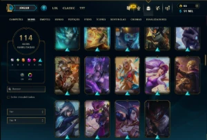 Diamante 2 com TODOS os Champs e 114 Skins +12 Vitoriosas - League of Legends LOL
