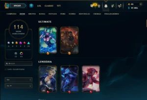 Diamante 2 com TODOS os Champs e 114 Skins +12 Vitoriosas - League of Legends LOL