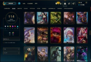 Diamante 2 com TODOS os Champs e 114 Skins +12 Vitoriosas - League of Legends LOL