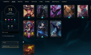 Unranked com 125 Champs e 73 Skins + 800 RP - League of Legends LOL