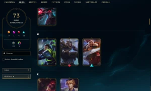 Unranked com 125 Champs e 73 Skins + 800 RP - League of Legends LOL