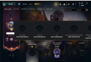 Unranked com 70 Champs e 15 Skins + 1 Prestigio do Pyke