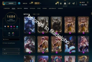 1684 Skins+Ahri VIP + Skins Raras(Pax, Silver Kayle, etc) - League of Legends LOL