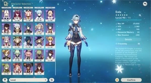 Baal + Cortador de Grama, Ayaka + Bis + Yoimiya + Bis + ... - Genshin Impact