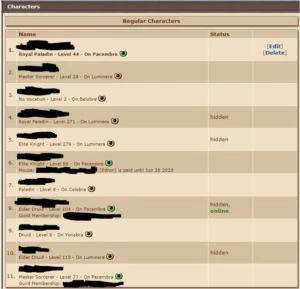 EK 279 skills 113 + RP 271 skills 115  - 35% Loyalty - Tibia