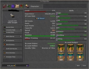 EK 279 skills 113 + RP 271 skills 115  - 35% Loyalty - Tibia