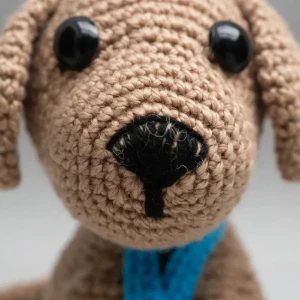 Cachorro Castanho com Manta Azul em Amigurumi - Artesanato e Personalizados