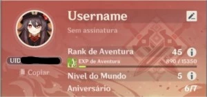 Conta com Hutao + Tartaglia + Atlas + Arco de Amos AR 45 - Genshin Impact