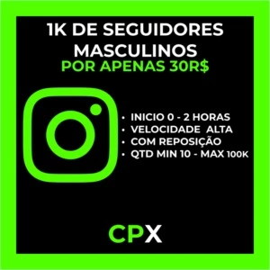 [PROMOÇÃO] 1K DE SEGUIDORES MASCULINOS POR APENAS R$ 30 - Redes Sociais