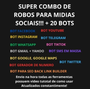 Bot Instagram + Facebook + Youtube + Google + Maps + 66robos - Redes Sociais
